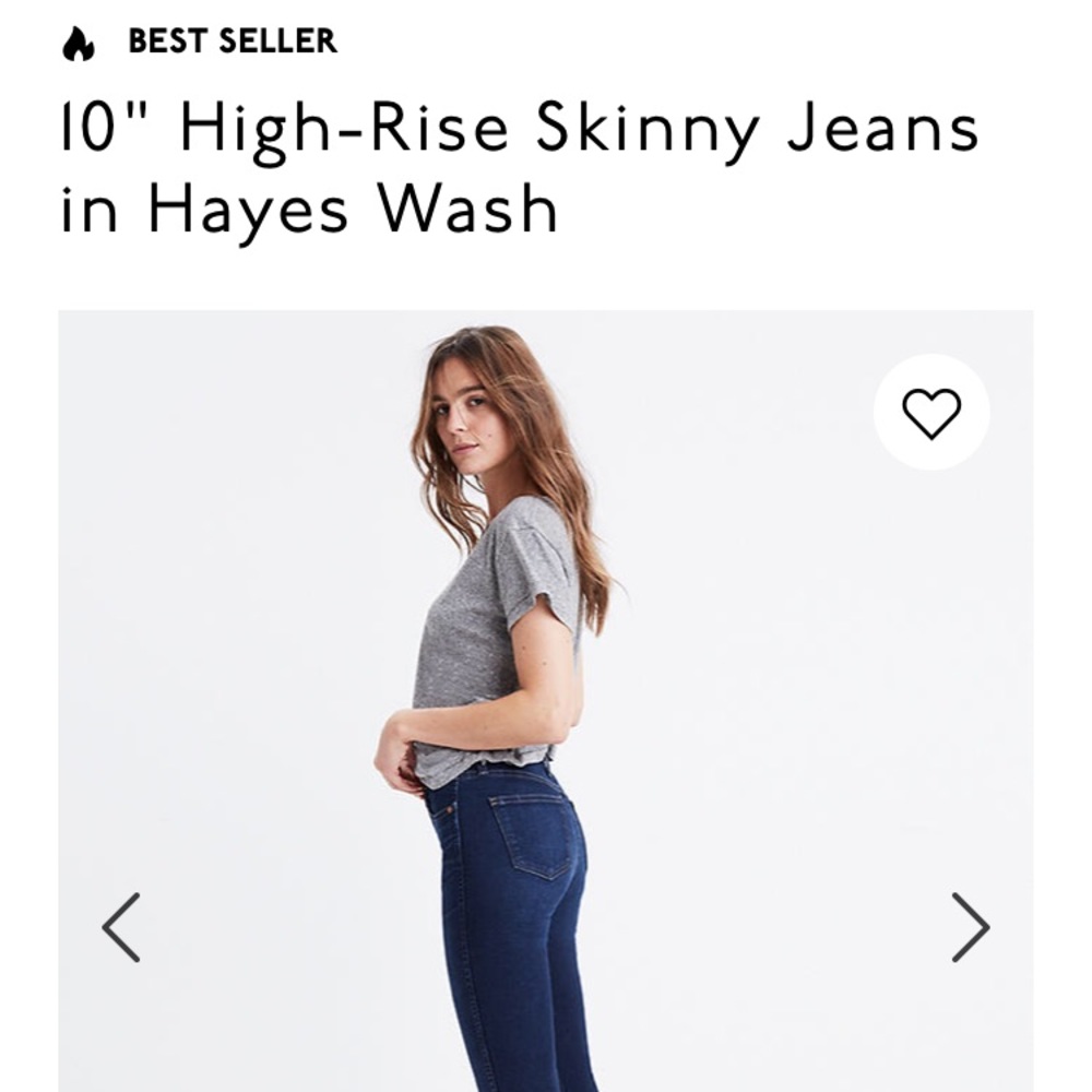 Madewell 10” high rise skinny skinny jeans